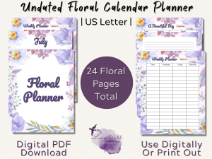 Undated Floral Calendar Planner