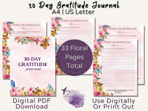 30-Day Gratitude Journal - Butterfly Border